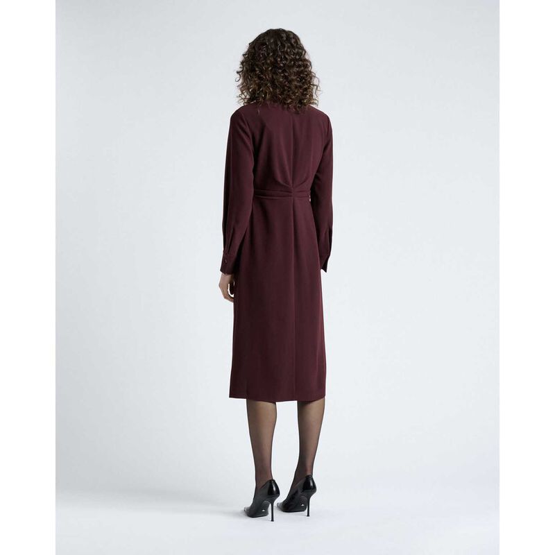 Cue Dark Plum Crepe Ruched Shirt Dress image number 1